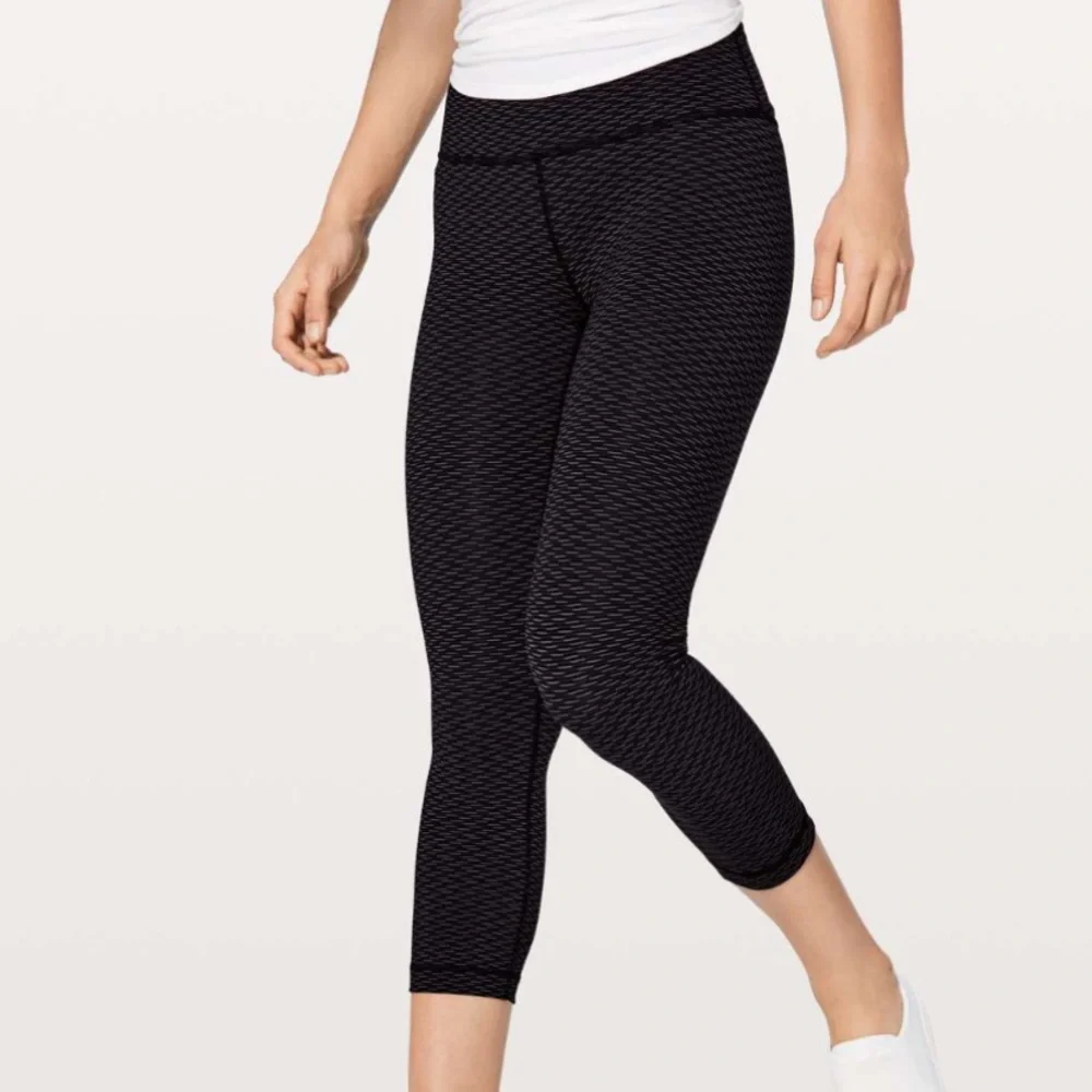 Lululemon Wunder Under Crop  Score Jacquard Black Luna